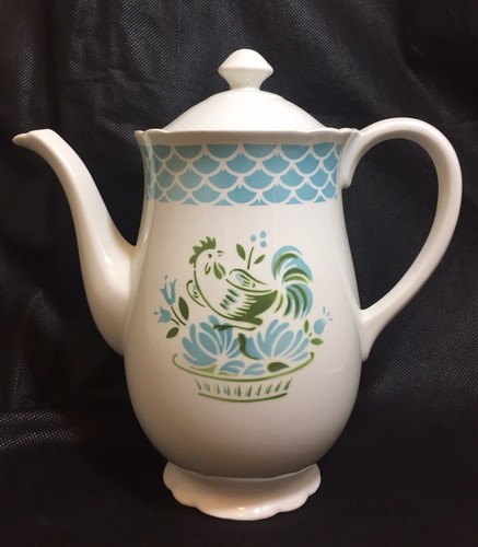 Vintage Luneville Badonviller French Stamped Porcelain Teapot Rooster  - Afbeelding 1 van 12