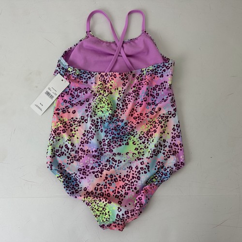 Catalina Flounce One Piece Swimsuit Girls 14/16 Multicolor Cheetah Print Stretch - Picture 4 of 8