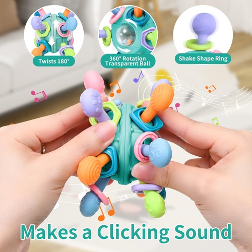 Baby Montessori Teething Toys for 0-6 6-12 Months BPA Free Sensory Green - Picture 4 of 8