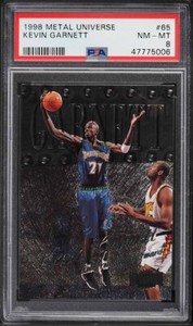 1998 Metal Universe BkB Card # 65 Kevin Garnett Minnesota Timberwolves HOF PSA 8