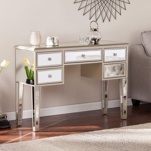 Southern Enterprises Mirage Glam Mirrored Console Desk Champagne Image Is Loading Southern Enterprises Mirage Glam Mirrored Console Desk Champagne