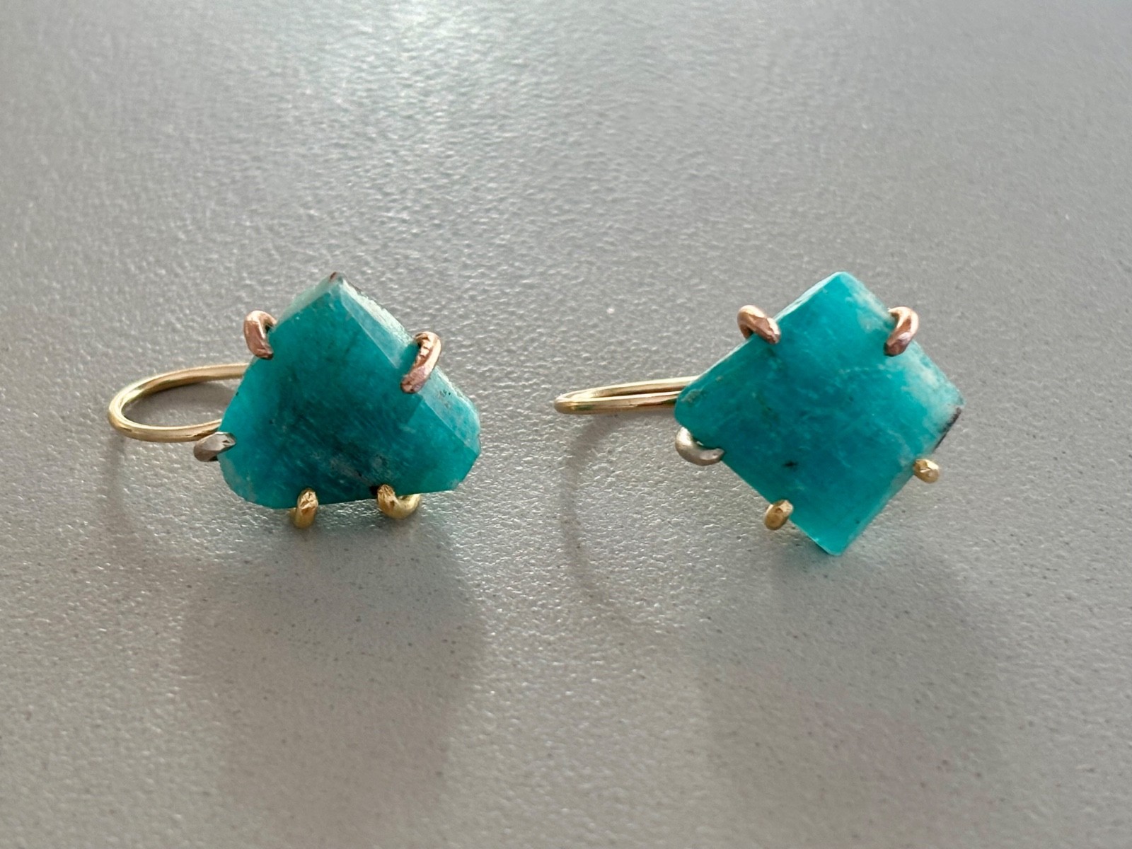 Variance Objects Amazonite Hook Earrings 14k Yell… - image 7