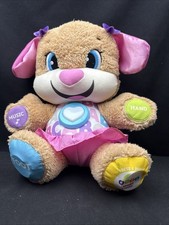 Fisher-Price Laugh  Learn Smart Stages Sis Puppy Interactive Plush Toy WORKS 