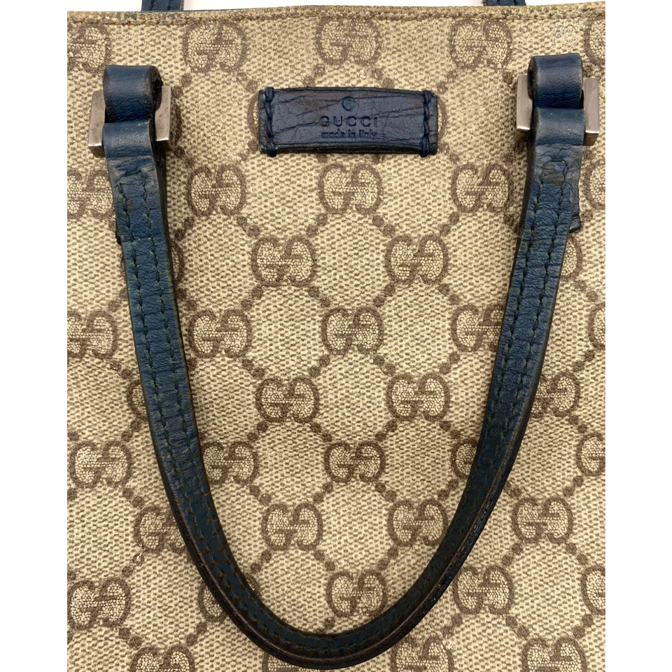 GUCCI  Tote Bag handbag Beige blue GG Supreme Leather Authentic From Japan - Image 3 of 4