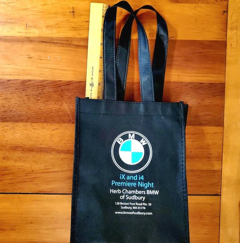 BMW Tote Bag Small 8L×10H x4" Deep Long 7" Handles iX i4 Premiere Night Logo NEW - Picture 3 of 3