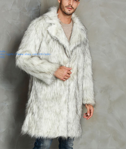 New Men's Winter Warm Cozy Luxury Faux Fur Jacket Casual Coat Thick Outerwear - Picture 14 of 15
