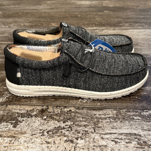 Hey Dude Wally Sox Stitch Weite Schnürschuhe Halbschuhe Schuhe Herren 8EE Schwarz Weiß Neu mit Etikett - Bild 6 von 10