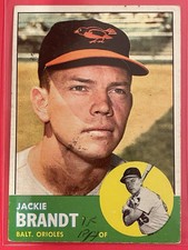 1963 Topps Jackie Brandt #65 Vintage Baseball Baltimore Orioles