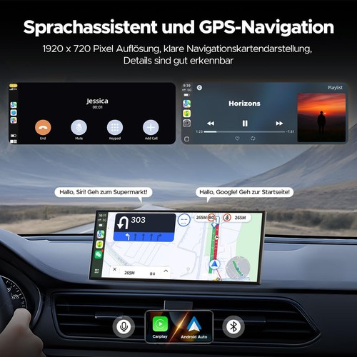 10,25zoll Tragbares Netflix Autoradio Wireless Apple CarPlay Android Auto FM BT - Afbeelding 4 van 7