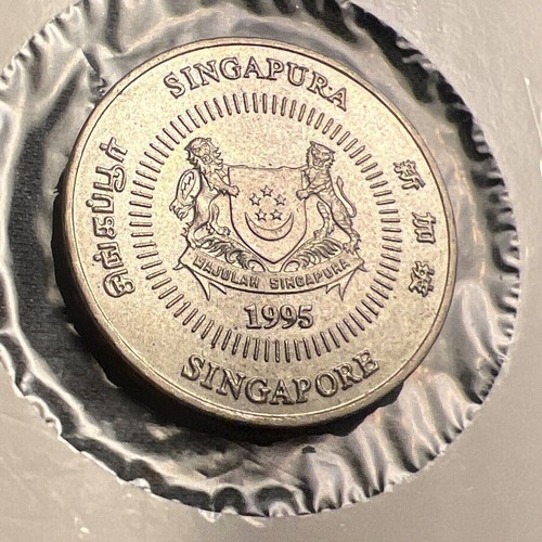 1995 Singapore 50 Cents Coin Yellow allamanda flower Z4811 - Picture 2 of 2