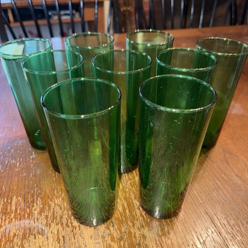 Lote De 9 Vasos Highball Vintage Verde Esmeralda Anchor Hocking - Imagen 2 de 5