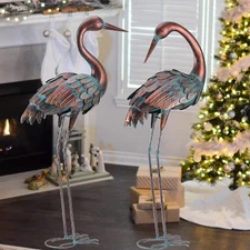 chisheen Crane Garden Statues Outdoor Yard Decorations Metal Heron Yard Art Bird