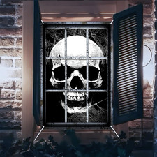 Halloween Window Decorations, Scary Skeleton Halloween Window Cover 31X47 Inch,