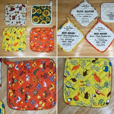Juego de porta ollas publicitarias vintage acolchadas años 70 roto-rooter x 4 ver