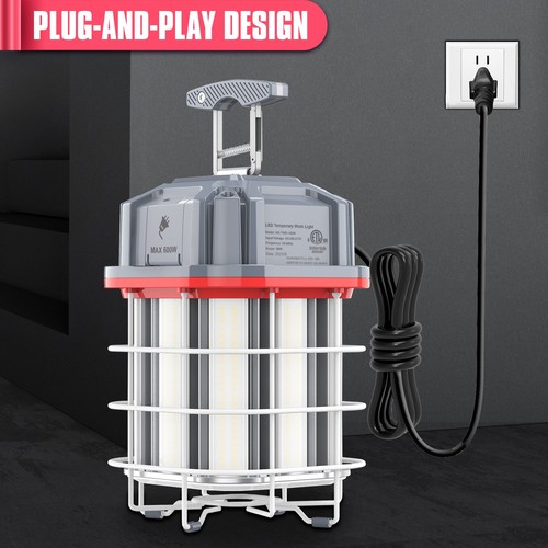 80W LED Temporary Work Light Construction Lights Warehouse Lighting Plug-n-Play - Picture 2 of 14