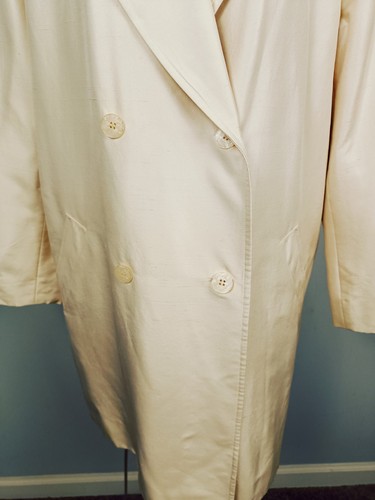 Jones New York Damengröße 8 elfenbeinfarben 100 % Seide kurzer Trenchcoat Kleid - Bild 3 von 10