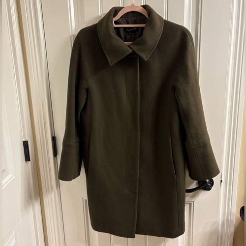 Abrigo Massimo Dutti Caqui Verde Ejército Marrón Lana S Hasta la Cadera - Imagen 2 de 15