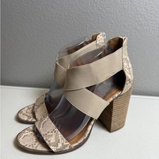 Dolce Vita Shoes Size 9 Biliana Python Cross Strap Stretch Block Heel Sandal