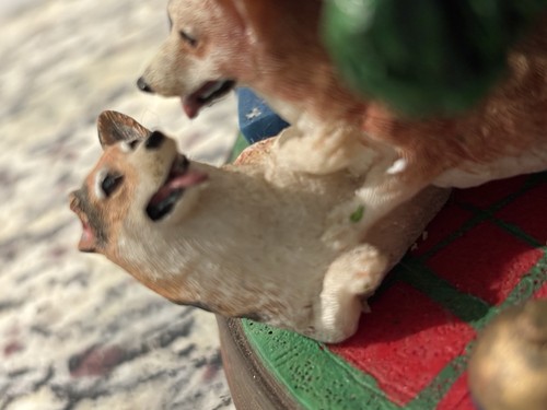 Danbury Mint Corgi Dog Christmas Tree Missing Star/ONE Ear/Two Dogs At Base. - Picture 12 of 20