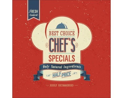 Glasbild Retro Chef's Special 20x20 cm