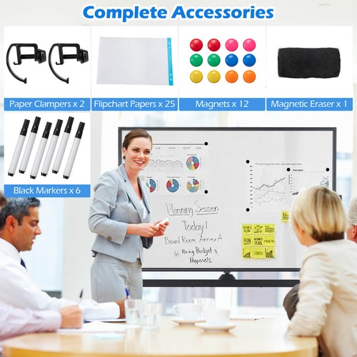 48" x 32" Double-sided Mobile Whiteboard w/2 Adjustable Heights Universal Wheels - Picture 8 of 10