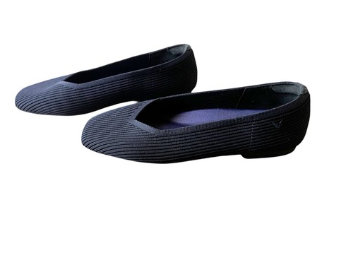 Vivaia Shoes Navy Blue Square-Toe V-Cut Slip On Flats Margot 2 Womens 37 US 6.5 - Picture 2 of 9