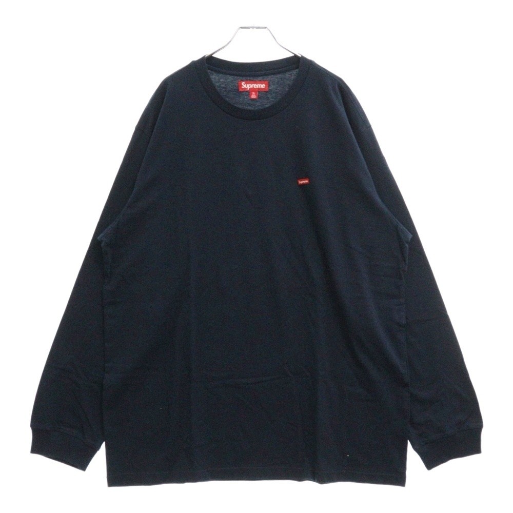 美品 24ss Supreme small box L/S Tee NAVY S SUPREME 24SS Small Box L S Tee Small Box Logo Crew Neck Long