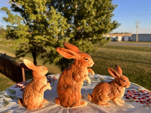 Lefton Japan Brown Easter Bunny Family, Set Of 3 - Picture 11 of 14