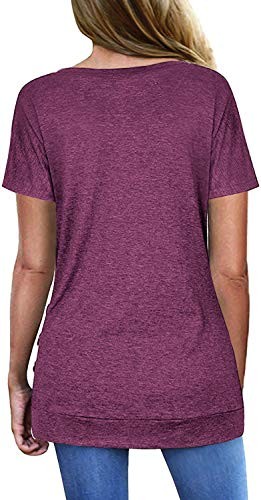 Womens Tops Short Sleeve V Neck Summer Shirts Casual Tunic