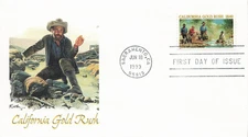 CALIFORNIA GOLD RUSH MINERS PANNING 1849- 1999  FLEETWOOD CACHET FDC VF UNADD