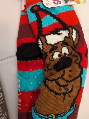 Lot of 2 Scooby-Doo  Sherpa Lined Socks Cozy One Size Non-Slip NWT - Foto 3 di 5