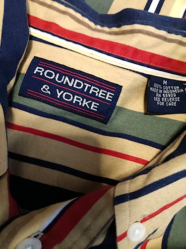 Vtg Roundtree & Yorke Sz M Button Down Casual Shirt, Multicolor Striped. NS-5 - Picture 6 of 7