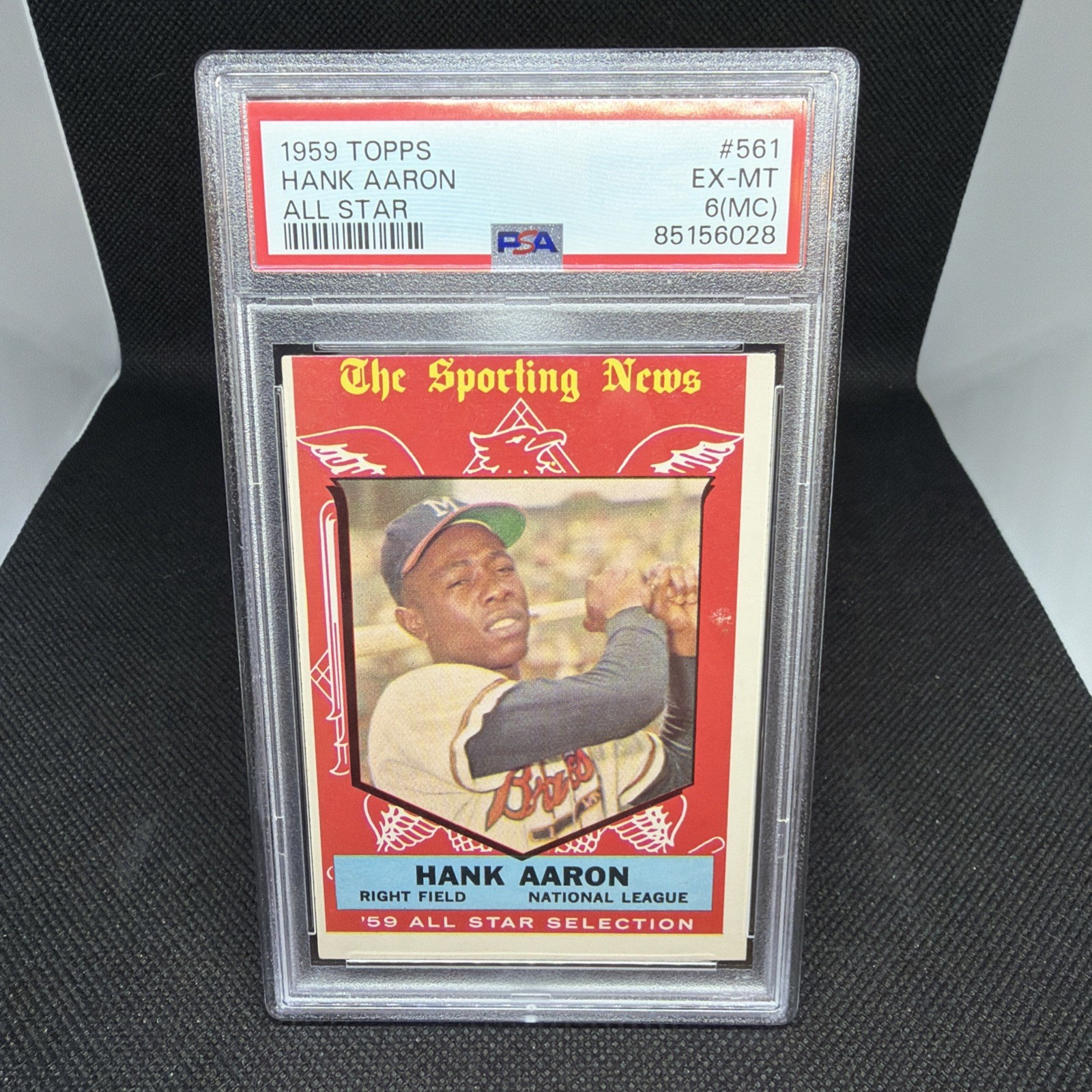 1959 TOPPS #561 HANK AARON ALL STAR, PSA GRADED 6 - Razor Sharp Corners