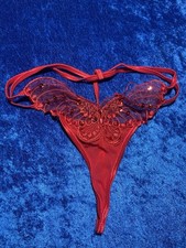Vintage Butterfly Lace Gstring Thong Strappy String Panties Dancer Panty Medium