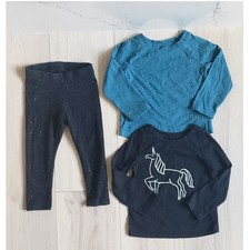 Cat Jack Girls Teal Blue Black Long Sleeve Shirt Leggings Outfit Set