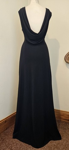 Maxi Vestido Capucha Negro COSTA Talla 14 Largo Tarde Griego Baile de graduación Fiesta Boda Invitado - Imagen 2 de 14