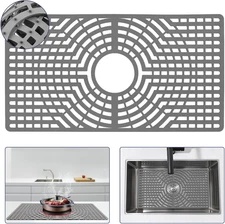 Silicone Sink Protector 30"X16" Center Drain Hole, Heat Resistant Non-Slip Dishw