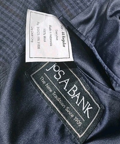 ¡NUEVO CON ETIQUETAS! Abrigo deportivo JOS.A.BANK-Lana Chk azul, para hombre 2B/SV, todas las estaciones-(44.R) - Imagen 6 de 7