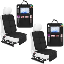 4 Pack Non-slip Car Seat Protector and Backseat Organizer Kick Mat with Table...
