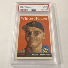 Topps 1958 Whitey Herzog #438 Washington Senators PSA 4 Graded Baseball Card