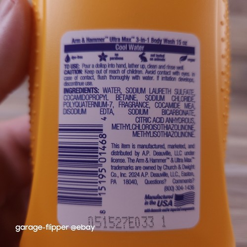Arm & Hammer Ultra Max 3-in-1 Shampoo Conditioner Body Wash Cool Water 15oz 3ct - Picture 5 of 5