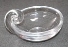Steuben Crystal Olive Dish Bowl  Snail/Scroll Handle Clear Art Glass 5" Wide