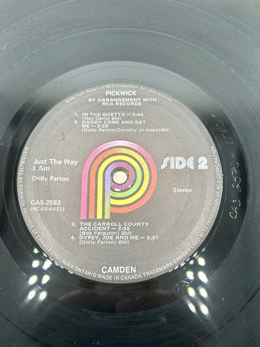 Dolly Parton – Just The Way I Am Vinyl Record 1972 Pickwick RCA Camden CAS 2583 - Picture 6 of 7