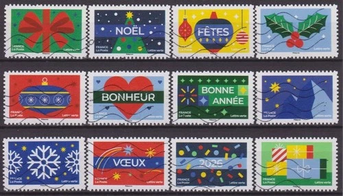 France 2025:12 Carnet Stamps - Colorful Holidays - Used