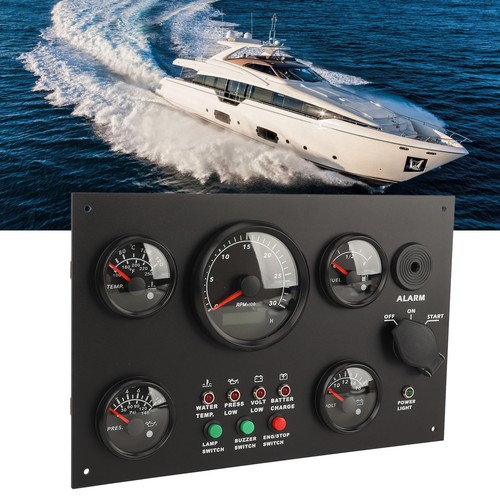 Engine Boat Instrument Panel 300x190mm Water Oil Temperature Gauge Set For - Picture 3 of 12