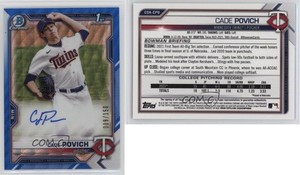 2021 Bowman Draft Chrome Pick Blue Wave Refractor /150 Cade Povich #CDA-CPO Auto