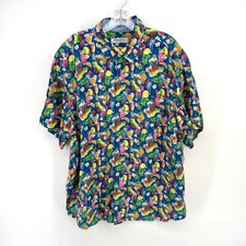 Tommy Bahama Mens XL Veracruz Cay Blue Tropical Cocktail Print Hawaiian Shirt
