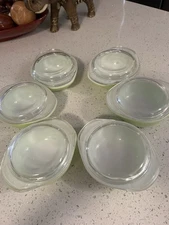 6 Pyrex Lime Green Individual 8 Oz Casserole Or Refrigerator Dishes With Lids