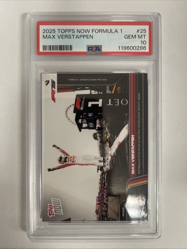2025 Topps Now Fórmula 1 Max Verstappen #25 F1 Record: 4 contras. PR/3122 PSA 10 - Imagen 2 de 4