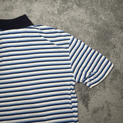 Tommy Hilfiger Men’s Large Short Sleeve Blue And White Stripped Polo Shirt - Picture 16 of 16
